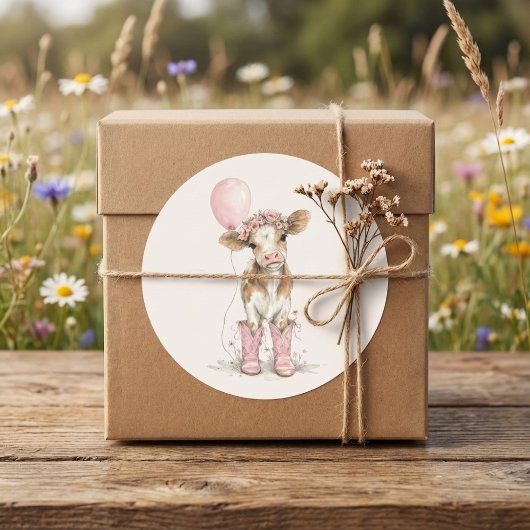 Pink Cowgirl Birthday | Farm Theme 1st  Ronde Sticker