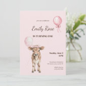 Pink Cowgirl Birthday Invitation | Farm Theme (Staand voorkant)