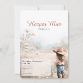 Pink Cowgirl Birthday Invitation | Farm Theme Save The Date (Voorkant)