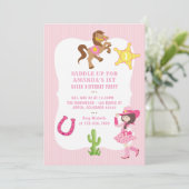 Pink Cowgirl Birthday Party Kaart (Staand voorkant)