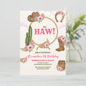 Pink Cowgirl Birthday Party Kaart (Staand voorkant)