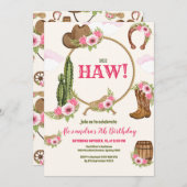 Pink Cowgirl Birthday Party Kaart (Voorkant / Achterkant)