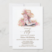 Pink Cowgirl Boots and Hat 50th Birthday Party Kaart (Voorkant)