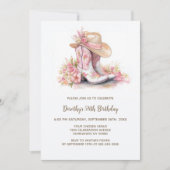 Pink Cowgirl Boots and Hat Birthday Party Kaart (Voorkant)