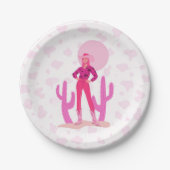 Pink Cowgirl Country Coquette Western Paper Plate Papieren Bordje (Voorkant)