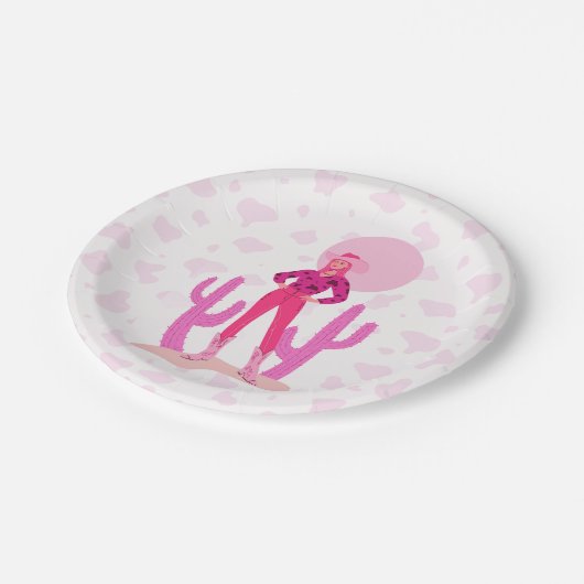 Pink Cowgirl Country Coquette Western Paper Plate Papieren Bordje (Gekanteld)