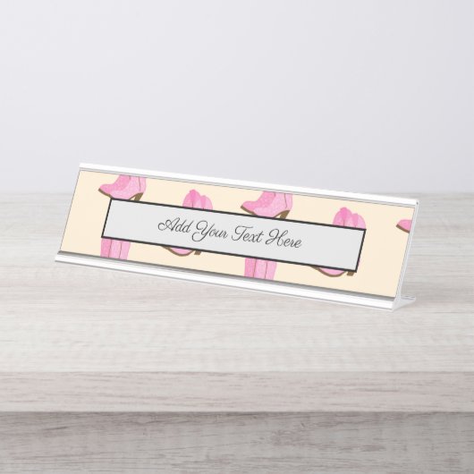 Pink Cowgirl Cowboy Boots Country Texas Ranch Bureau Naambordje (Voorkant)