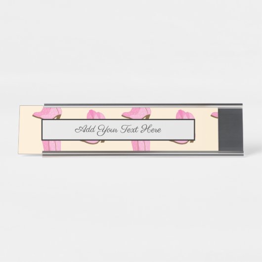 Pink Cowgirl Cowboy Boots Country Texas Ranch Bureau Naambordje (Voorkant)