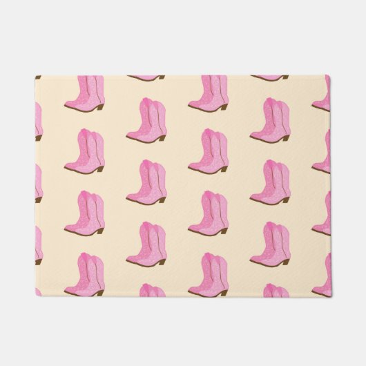 Pink Cowgirl Cowboy Boots Country Texas Ranch Deurmat (Voorkant)