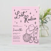 Pink Cowgirl Disco Last Rodeo Bachelorette Party Kaart (Staand voorkant)