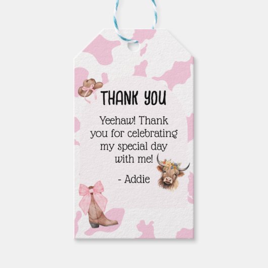 Pink Cowgirl Gift Label Cadeaulabel (Voorkant)
