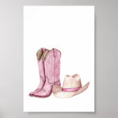 Pink Cowgirl Hat Boots Poster Kids Room Decor (Voorkant)