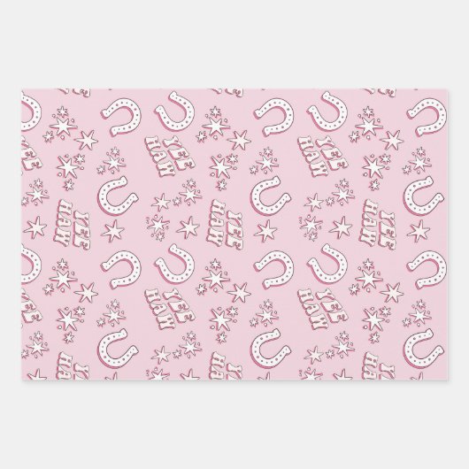 Pink Cowgirl Pattern Inpakpapier Vel (Voorkant)