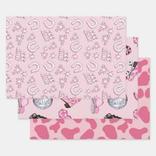 Pink Cowgirl Pattern Inpakpapier Vel