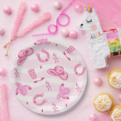 Pink Cowgirl Rodeo Birthday Paper Plates Papieren Bordje (Feest)