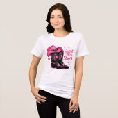 Pink Cowgirl Sweet but Strong Design Tri-Blend Shirt (Voorkant volledig)