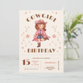 Pink Cowgirl Verjaardag Kaart (Staand voorkant)