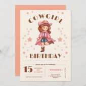 Pink Cowgirl Verjaardag Kaart (Voorkant / Achterkant)