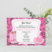 Pink Cowgirl Western Bandana Paisley Uitnodiging (Staand voorkant)