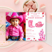 Pink Cowgirl Wild West 1st Rodeo Birthday Party  Kaart