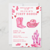 Pink Cowgirl Wild West 1st Rodeo Birthday Party  Kaart (Voorkant)