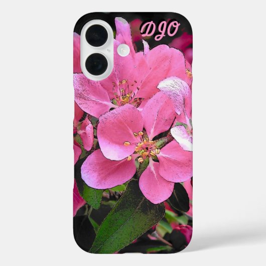 Pink Crab Apple Blossom en je initialen Case-Mate iPhone Case (Achterkant)