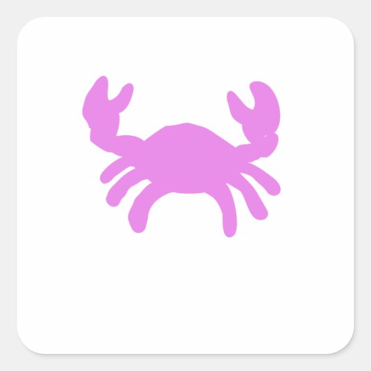 Pink Crab Silhouette Vierkante Sticker (Voorkant)