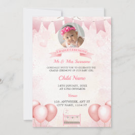Pink Cradle Baby foto uitnodiging Kaart