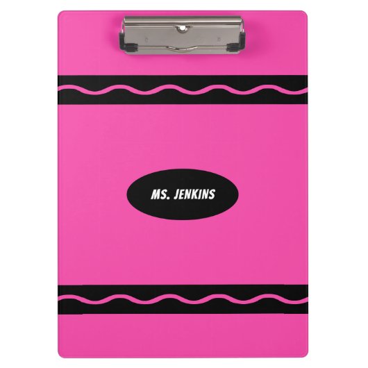 Pink Crayon Leraar School Student Klembord (Voorkant)