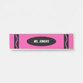 Pink Crayon Teacher Deurbordje (Voorkant)