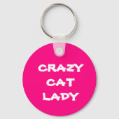 Pink Crazy Cat Lady Sleutelhanger (Voorkant)