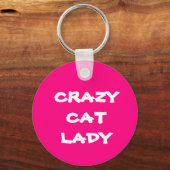Pink Crazy Cat Lady Sleutelhanger (Voorkant)