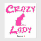 Pink Crazy Cat Lady Sticker (Vel)