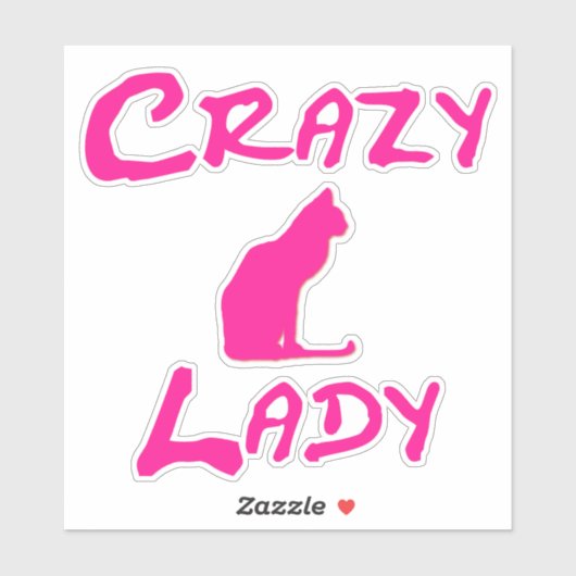 Pink Crazy Cat Lady Sticker (Vel)