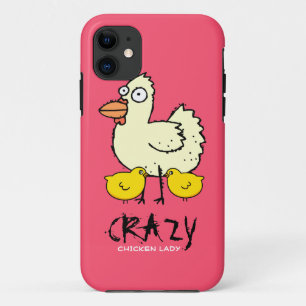 PINK Crazy Chicken Lady Cartoon Hen iPhone 11 Hoesje