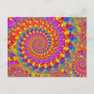 Pink Crazy Fractal Briefkaart