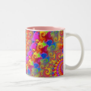 Pink Crazy Fractal Tweekleurige Koffiemok