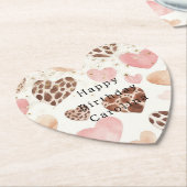 Pink Cream Animal Hearts Gold Sparkle Birthday Kartonnen Onderzetters (Gekanteld)