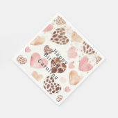 Pink Cream Animal Hearts Gold Sparkle Birthday Servet (Hoek)