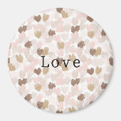 Pink Cream Brown Hearts Love Magneet (Voorkant)