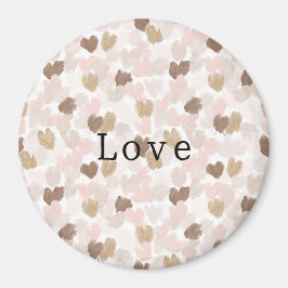 Pink Cream Brown Hearts Love Magneet