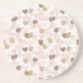 Pink Cream Brown Hearts Zandsteen Onderzetter