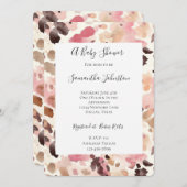 Pink Cream Brown Leopard Animal Print Baby shower Kaart (Voorkant / Achterkant)