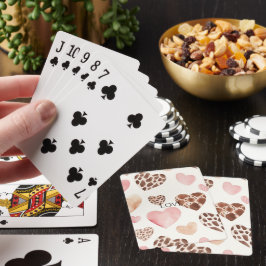 Pink Cream Brown Leopard Hearts Pokerkaarten