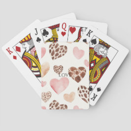 Pink Cream Brown Leopard Hearts Pokerkaarten