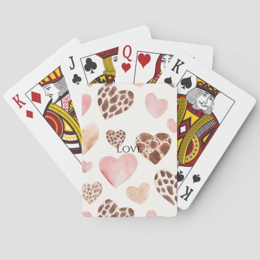 Pink Cream Brown Leopard Hearts Pokerkaarten (Achterkant)