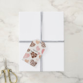 Pink Cream Brown Leopard Hearts Verjaardag Cadeaulabel (Met Touw)