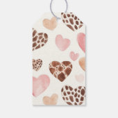 Pink Cream Brown Leopard Hearts Verjaardag Cadeaulabel (Achterkant)
