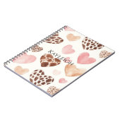 Pink Cream Brown Leopard Hearts Verjaardag Notitieboek (Linkerzijde)