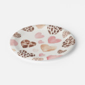 Pink Cream Brown Leopard Hearts Verjaardag Papieren Bordje (Gekanteld)